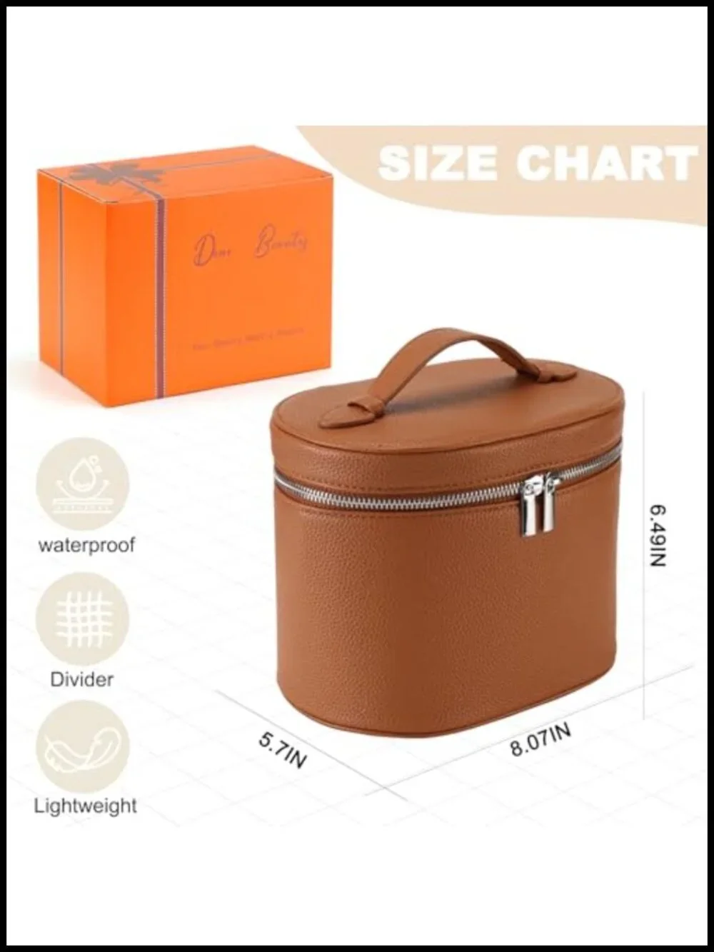 PU Leather Makeup Bag with Removable Divider Travel Toiletry Organizer